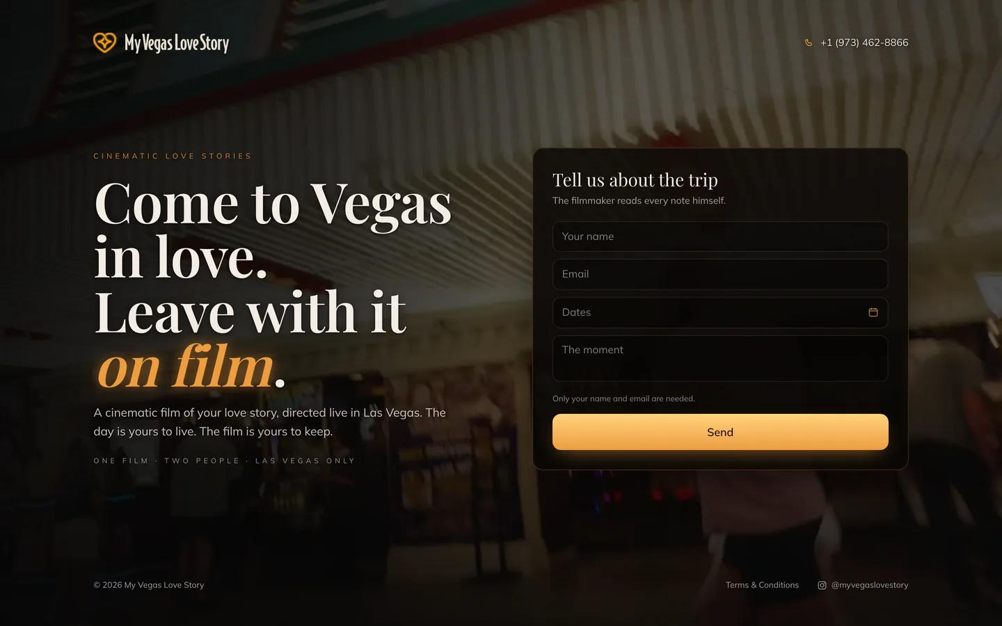 The live splash page on the apex domain